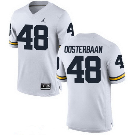 Men's Michigan UM White 2024 away jersey Bennie Oosterbann #48