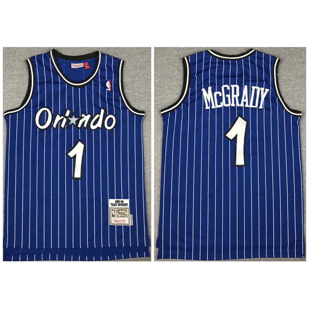 Collector's Item Genuine Men's ORL #1 Tracy Blue Basketball Jersey