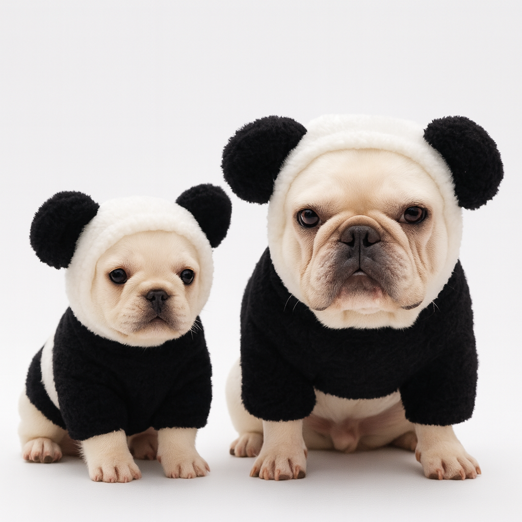 BamBuff Frenchie Panda Costume Hoodie – Halloween Warm Adorable Dog Cosplay Outfit