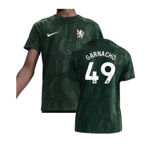 Passionate Chelsea Chelsea Pre Match Shirt Green Kids Garnacho #49...