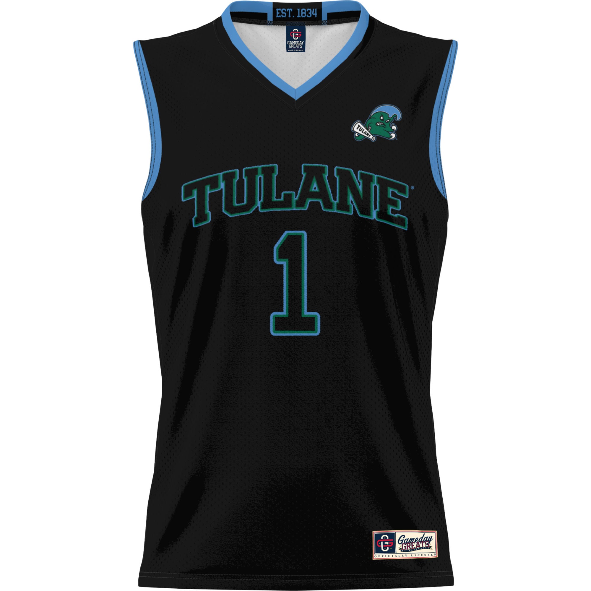 [NJP] Tulane Green Wave GameDay Greats Youth Lightweight Basketball Jersey - Black