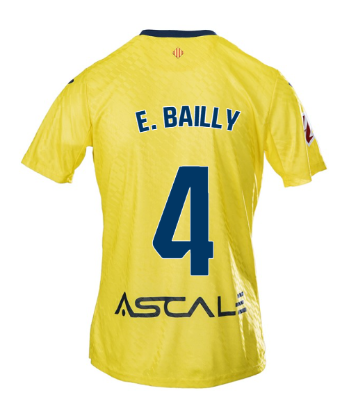 Villarreal's 25-26 Season Home Jersey, Worn by E. BAILLY with Number 4