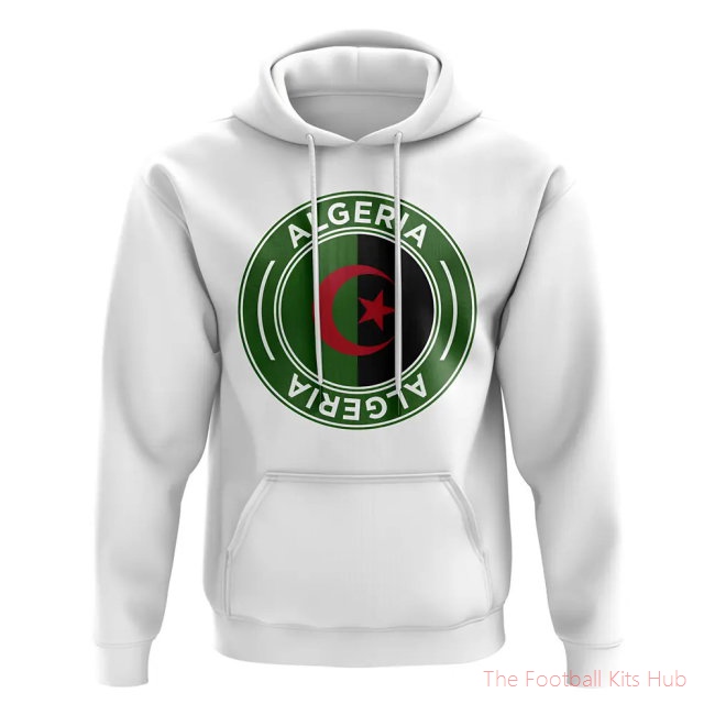 Men Algeria Football Badge Hoodie (White)