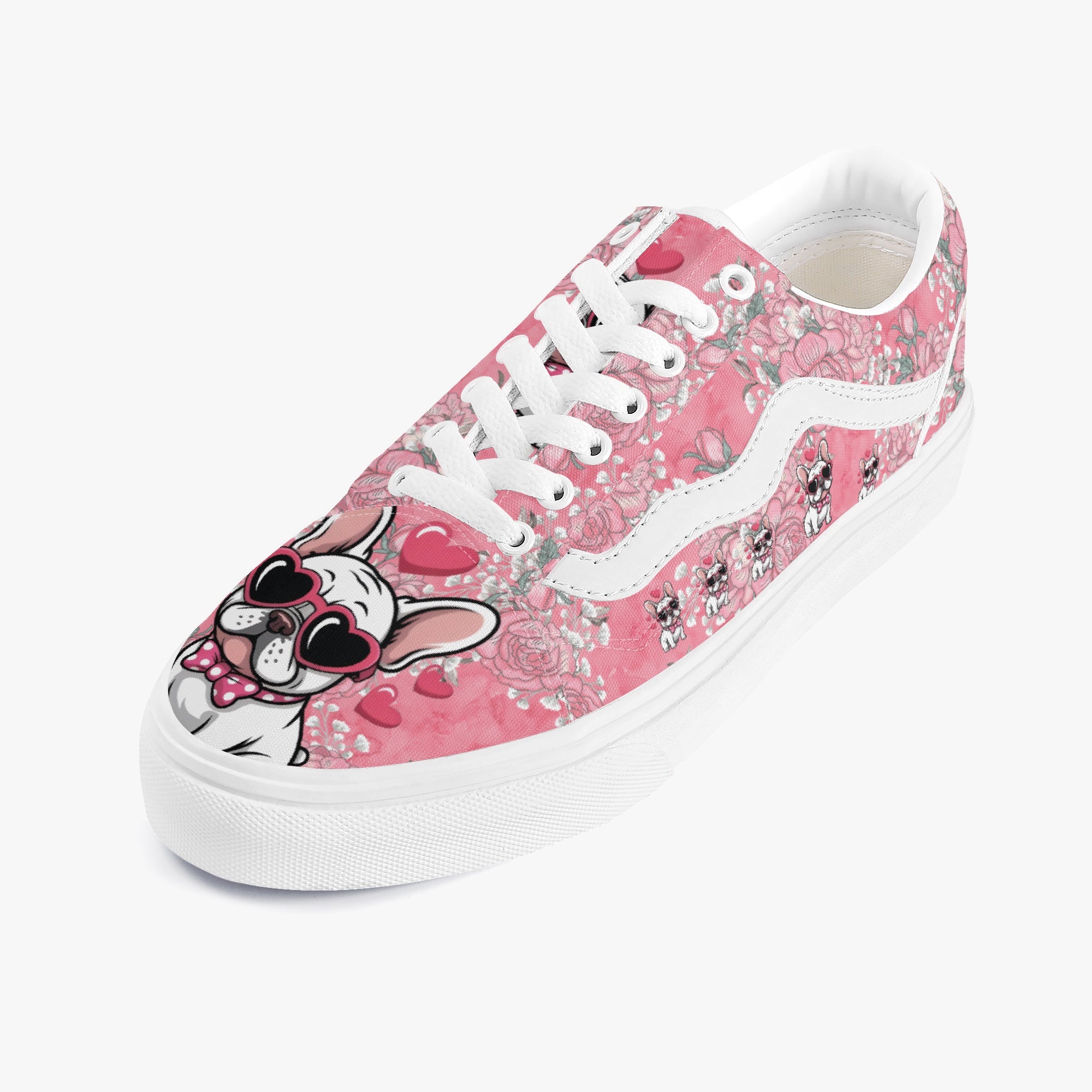 French Bulldog Lover Esther Trendy Low Top Canvas Sneakers Casual Footwear
