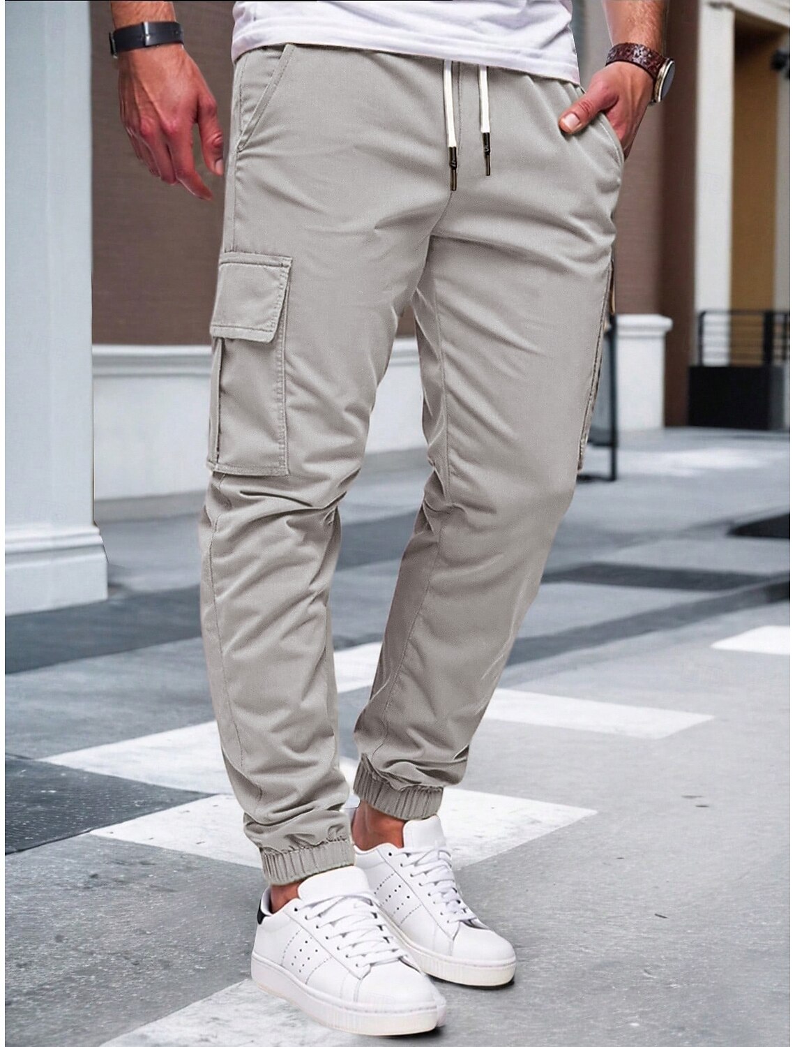 Men's Cargo Pants Cargo Joggers Tactical Pants Trousers Drawstring Elastic Waist Plain Comfort Moisture Wicking Full Length Outdoor Party Daily Fashion Streetwear Black Yellow