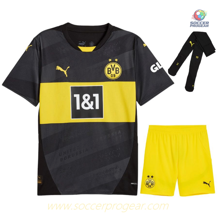 BVB Dortmund Away Kids Edition Jersey Set Team Shirt 2024/25 Collection