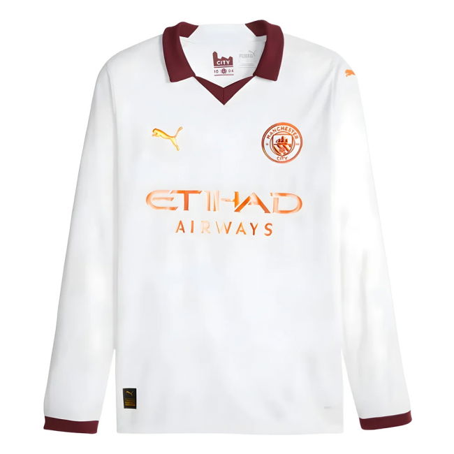 2023-2024 Man City Long Sleeve Away Shirt (DE BRUYNE 17)