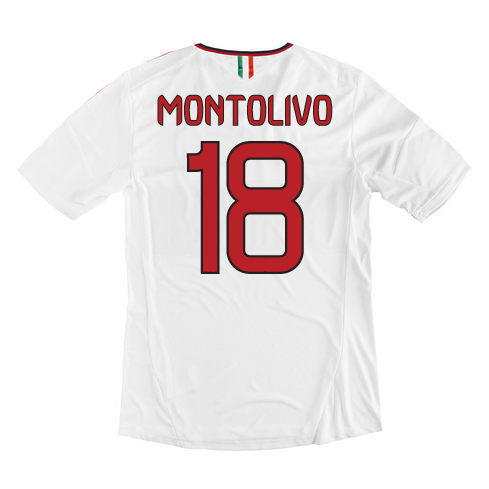 13-14 AC Milan 18 Montolivio Away White Soccer Shirt - Official