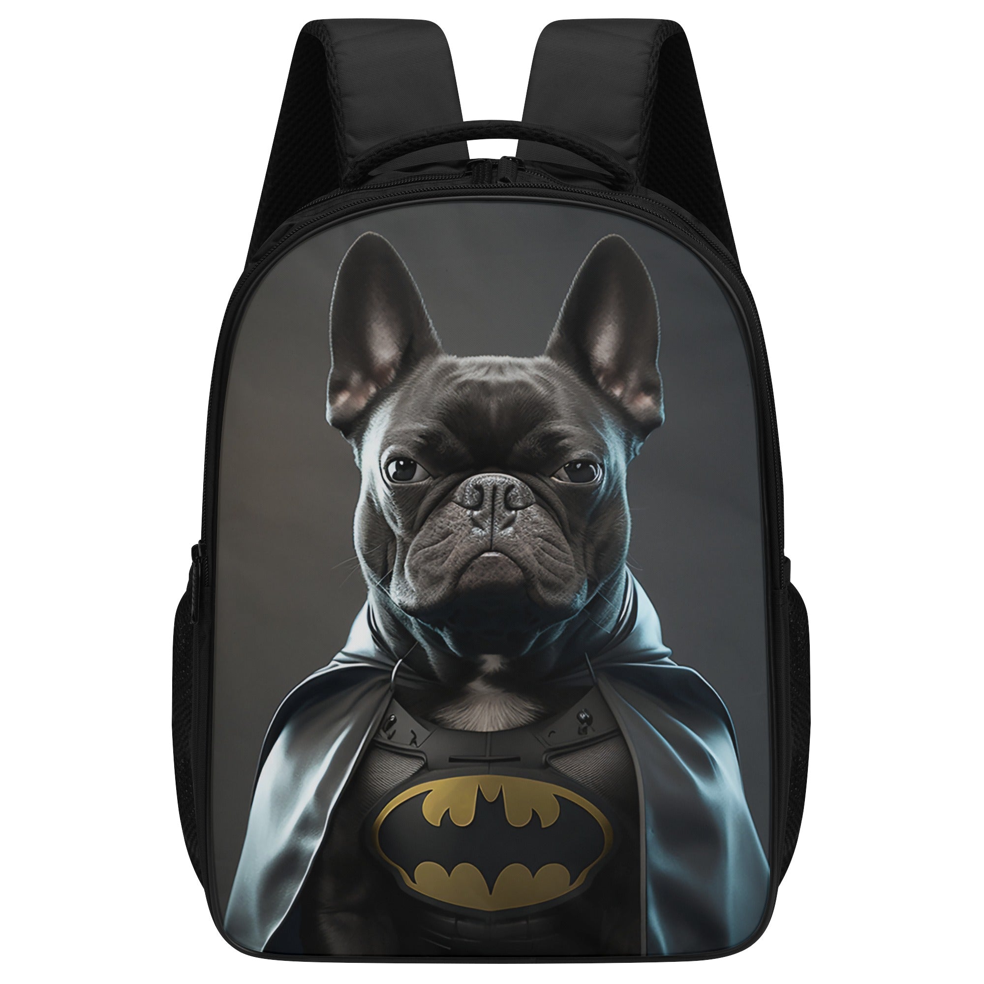 French Bulldog Lover Bat Style 16 Inch Dual Compartmen Backpack Cute Wall Art