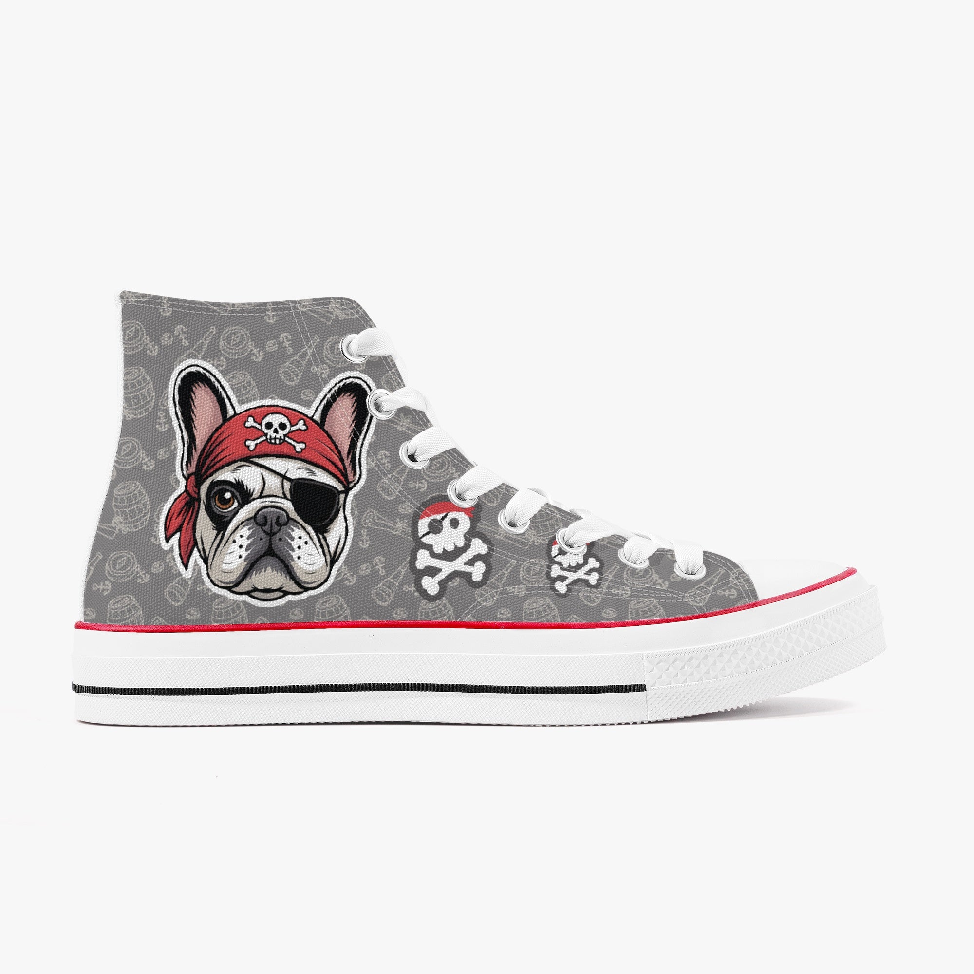 Brooklyn - Trendy High-top Canvas Shoes Frenchie Themed Wear
