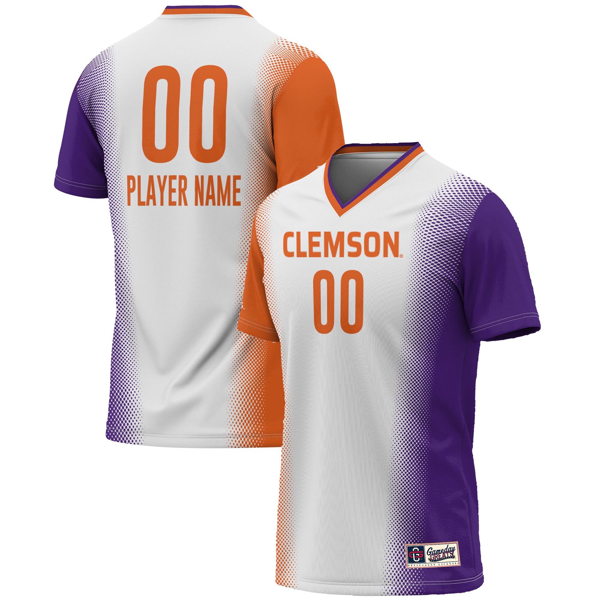 [DDG] Clemson Tigers GameDay Greats Youth NIL Pick-A-Player Lightweight Women's Soccer Jersey - White
