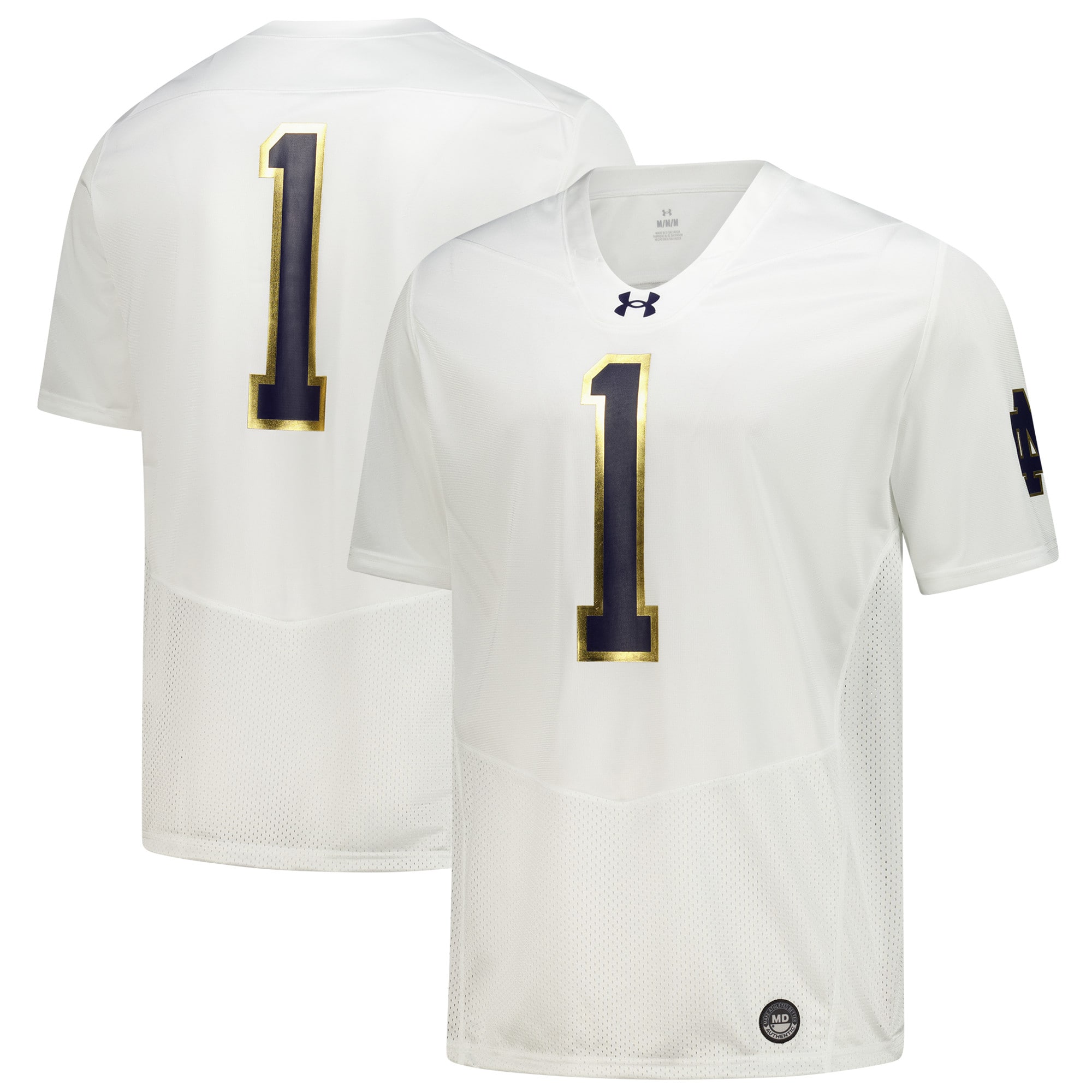 [NJP] Youth Notre Dame Fighting Irish #1 Replica Football Jersey - White