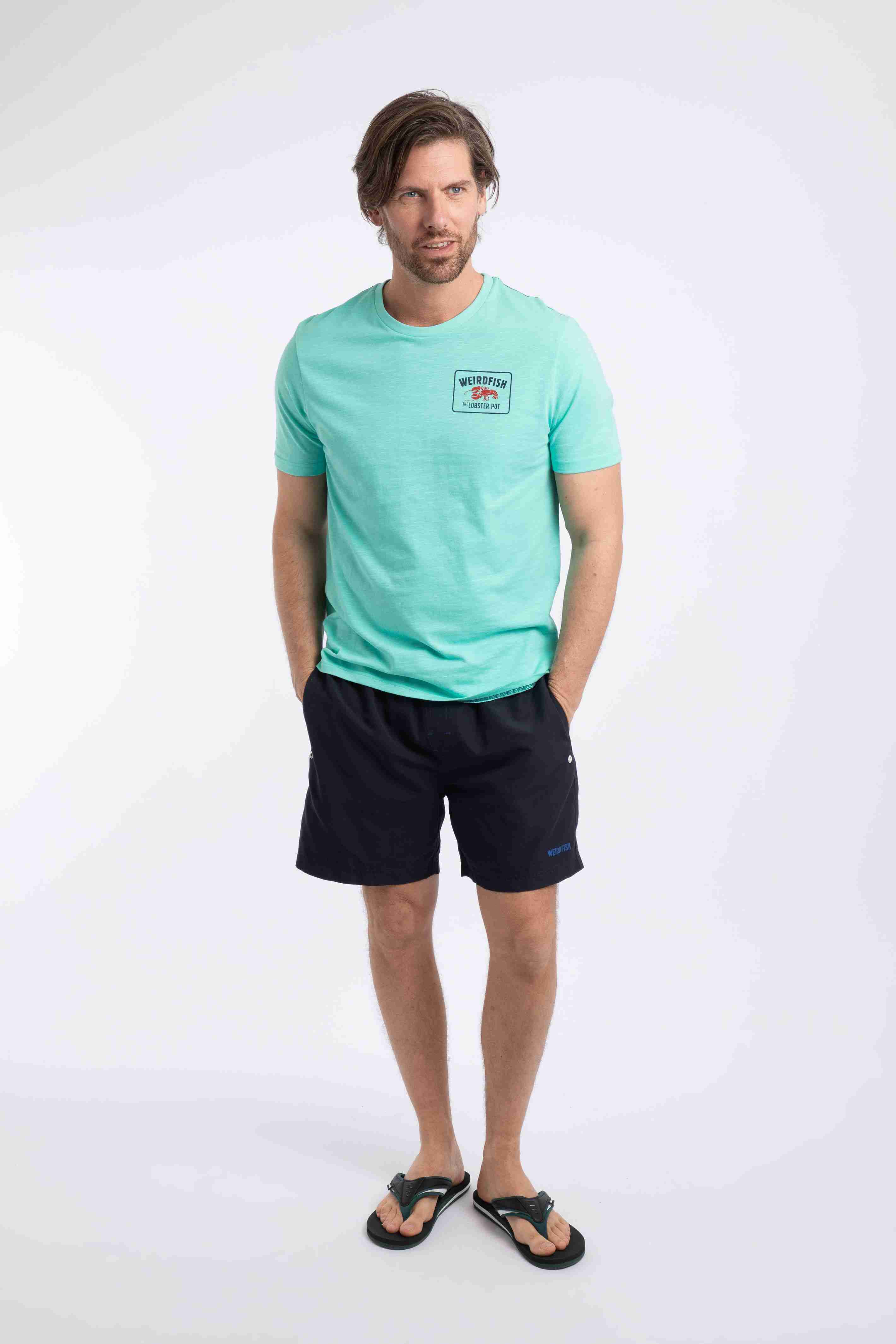 Lobster Pot Back Print Graphic T-Shirt Aqua Marine