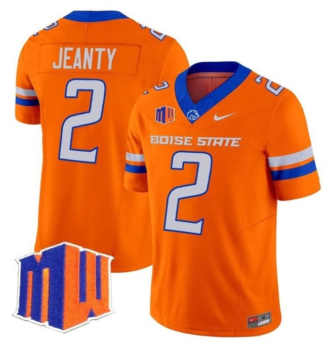 Men's None #2 Ashton Jeanty Orange 2024 embroidered game jersey Jersey