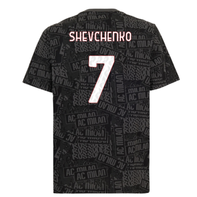 Luxury 2025-2026 Ac Milan Ftblculture Tee Aop (black) (shevchenko 7)