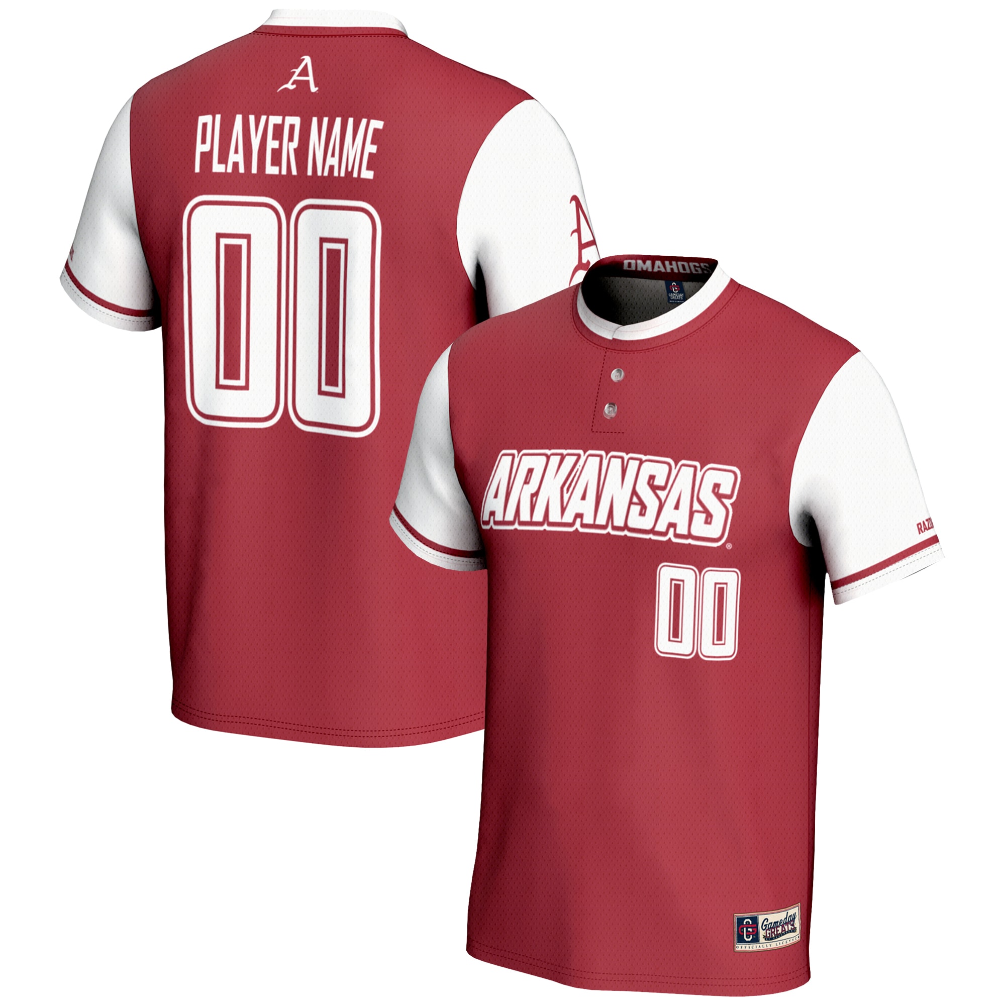 [NJP] Arkansas Razorbacks GameDay Greats NIL Pick-A-Player Lightweight Softball Jersey - Red