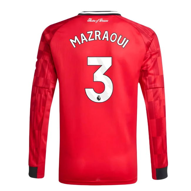 Man Utd Home Football Shirt 2025-20 - Mazraoui 3 L M S Kids