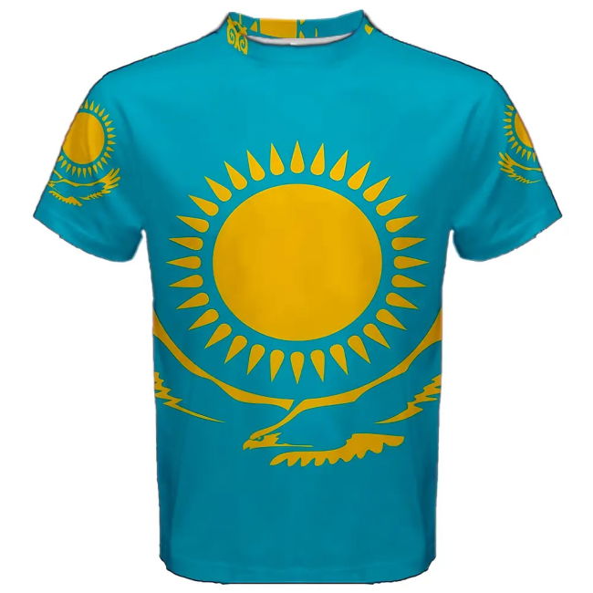 Kazakhstan Flag Sublimated Sports Jersey Quality Euro Oranje