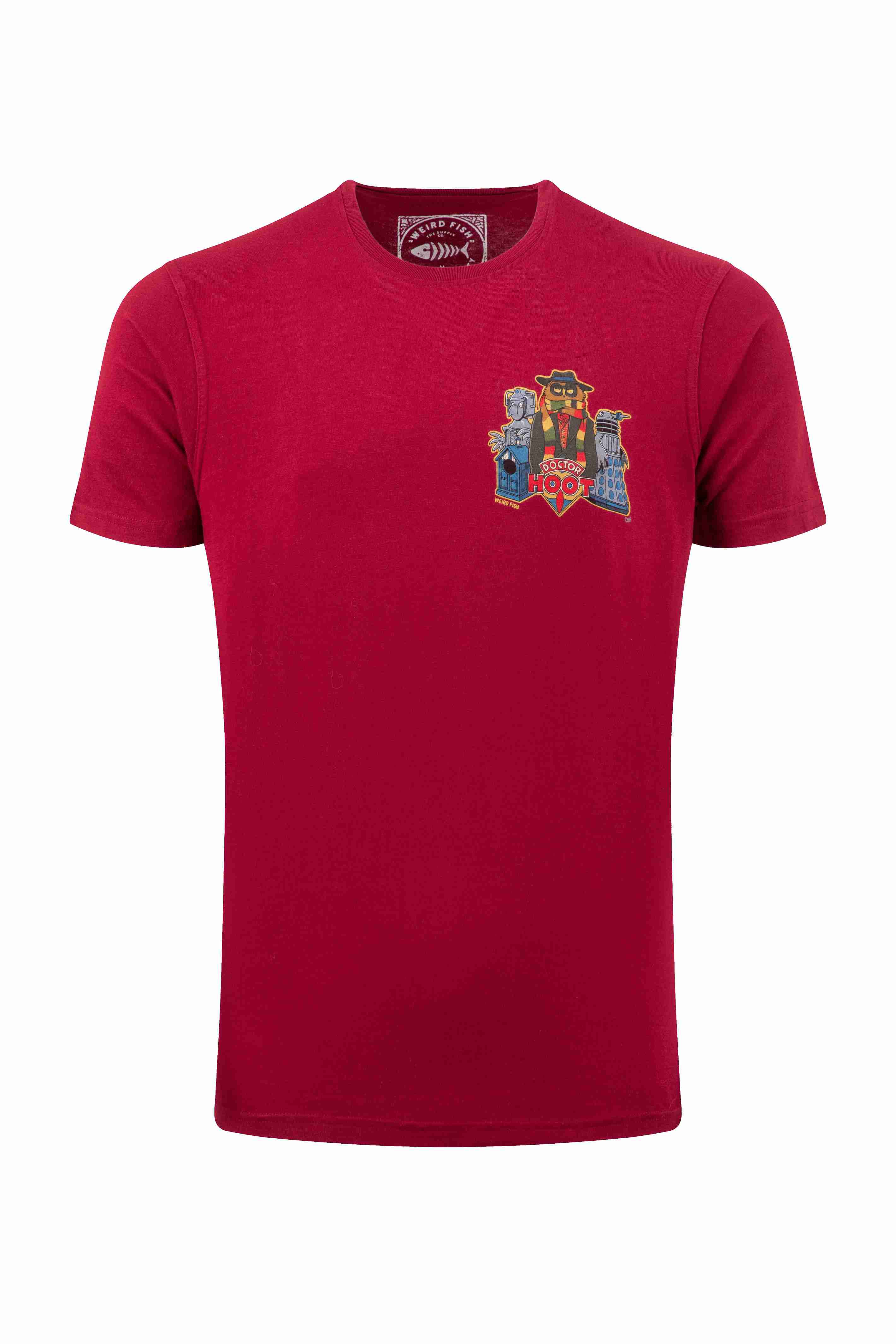 Doctor Hoot Back Print Artist T-Shirt Garnet