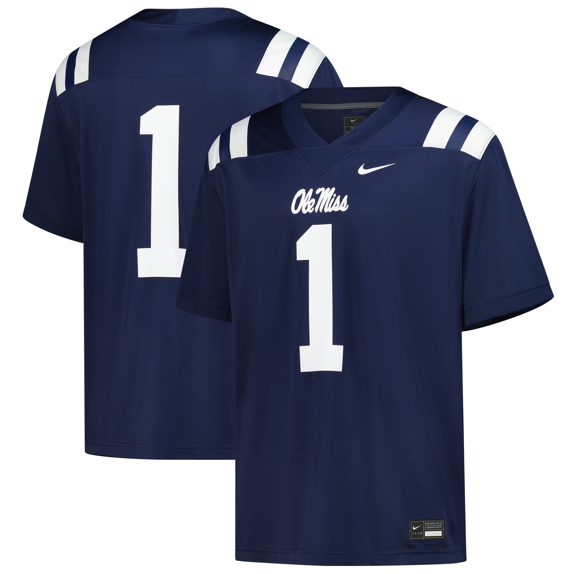 Men's #1 Navy Ole Miss Rebels Football Jersey