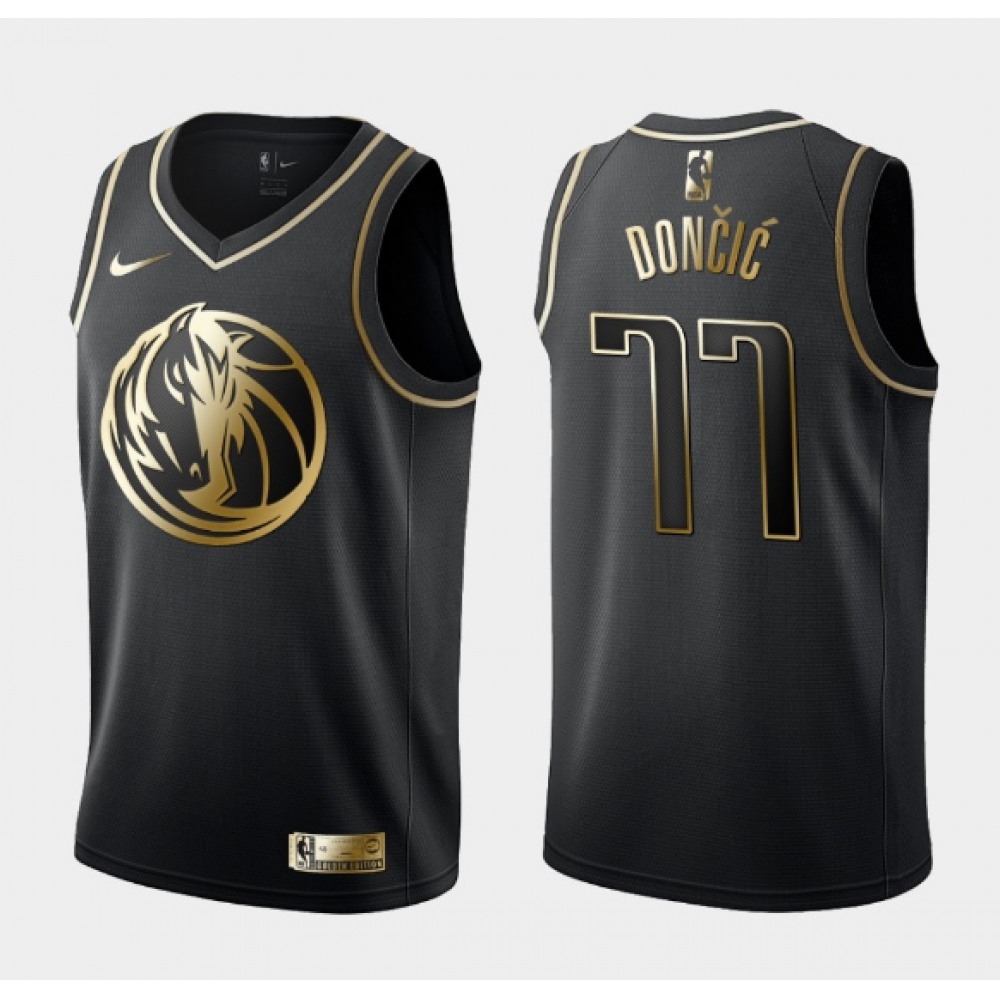Premium Dallas Mavericks 77 Jersey - Black Golden Edition - Must-Have Jersey