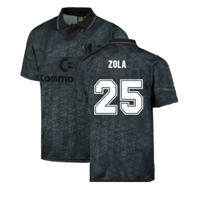 Official Chelsea Black Out Retro Football Shirt Zola #25 High Perf...