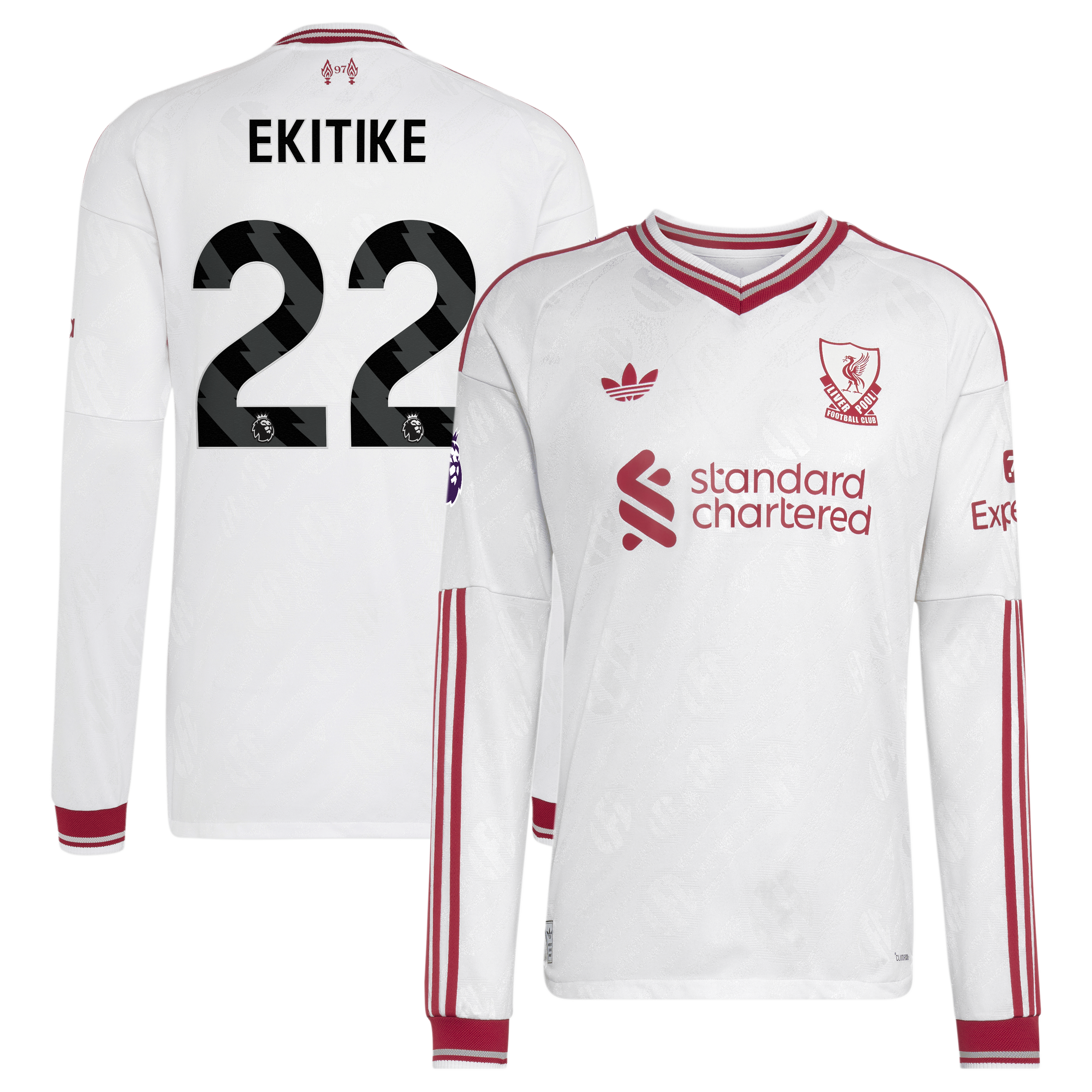 [JED] Youth Hugo Ekitike Liverpool 2026/27 Away On-Field Authentic Long Sleeve Jersey - White