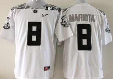 Men's None #8 Marcus Mariota White 2015 match worn authentic Jersey