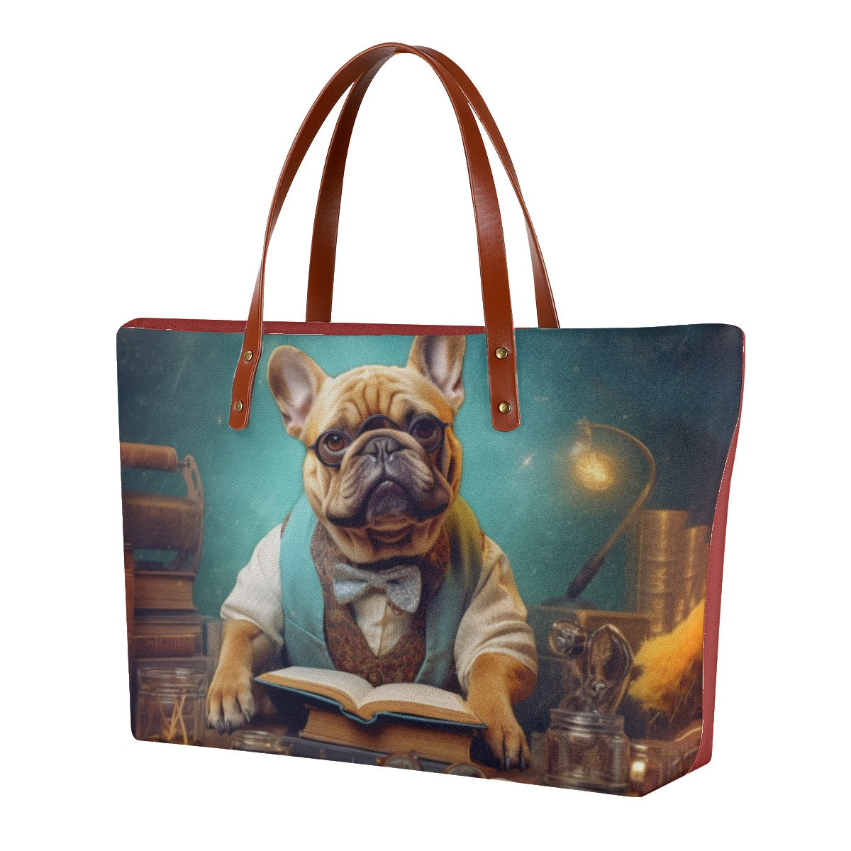 Professor Frenchie Women's Tote Bag - Intellectual and Roomy Carryall for Frenchie Aficionados