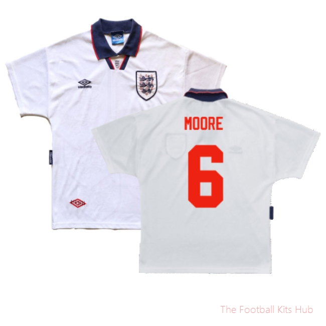 England 1993-1995 Home Shirt (L) (Good) (Moore 6)