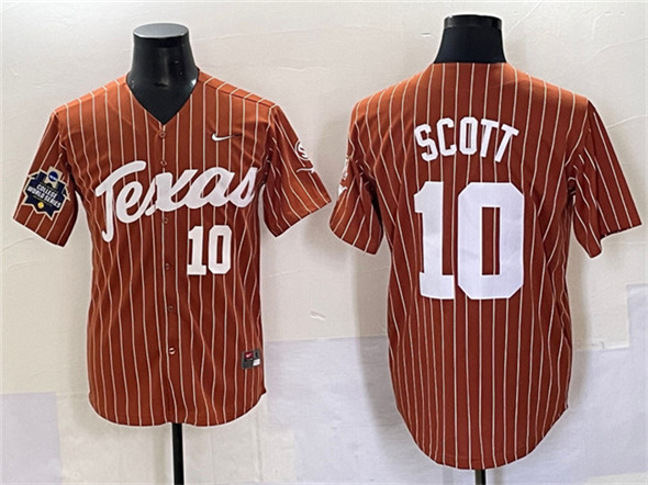 Men's UT Longhorns Mia Scott #10 official Orange 2025 premium Jersey