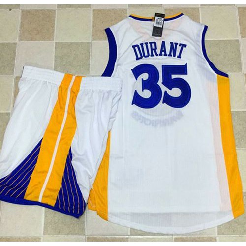 White Kevin Durant #35 Warriors Jersey - Performance Fabric Quality