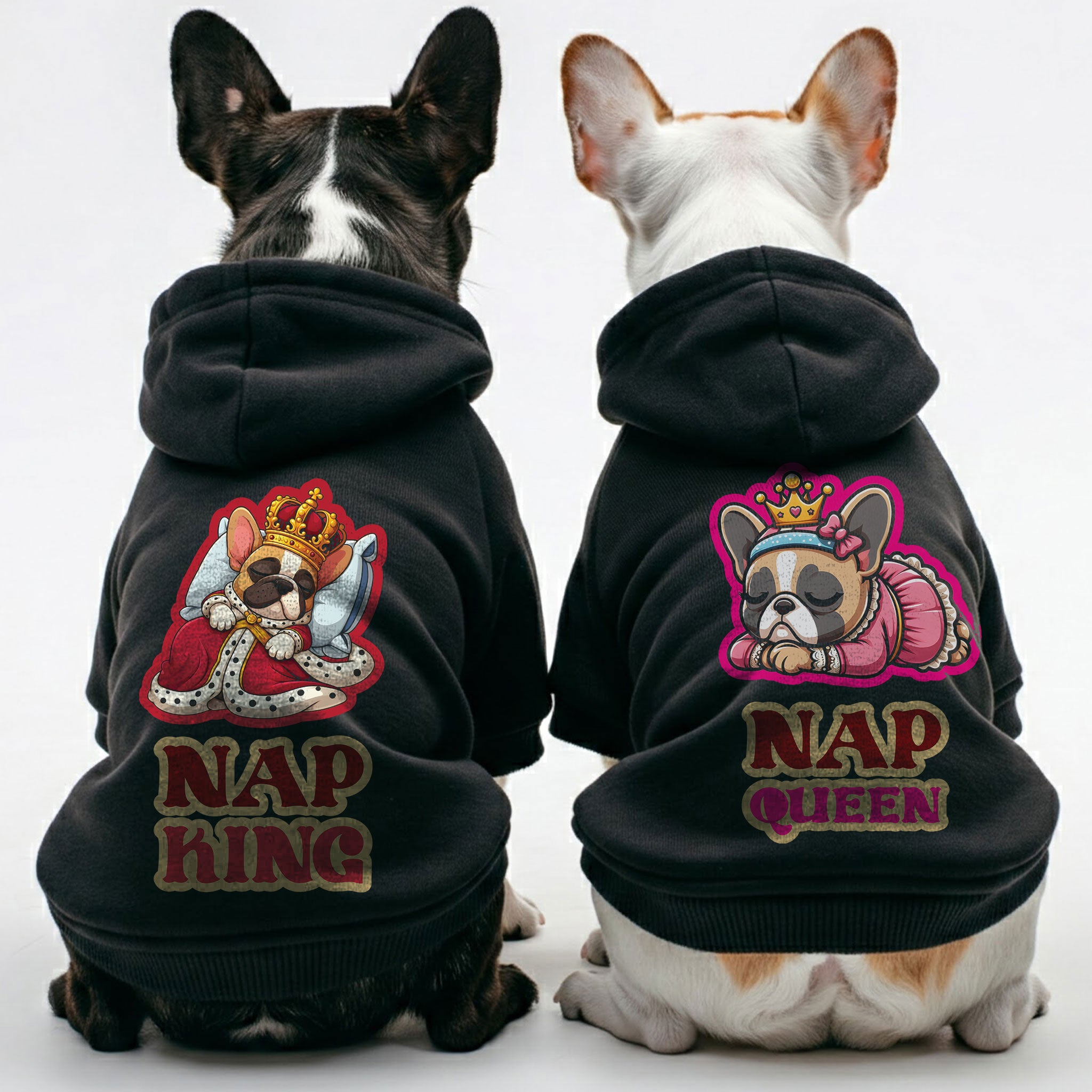 Nap king and Nap queen - Matching French Bulldog Hoodies – Stylish, Cozy & Personalized!