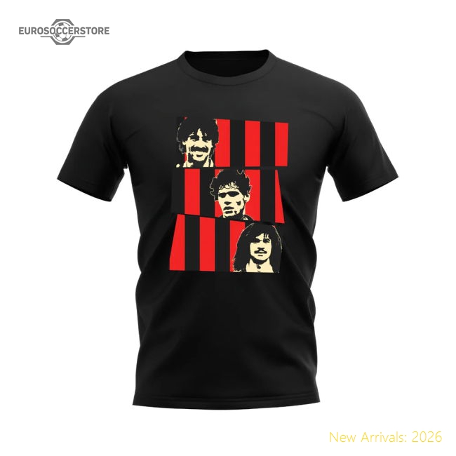 Authentic Van Basten Rijkaard Gullit Ac Milan Trio T-Shirt (Black)