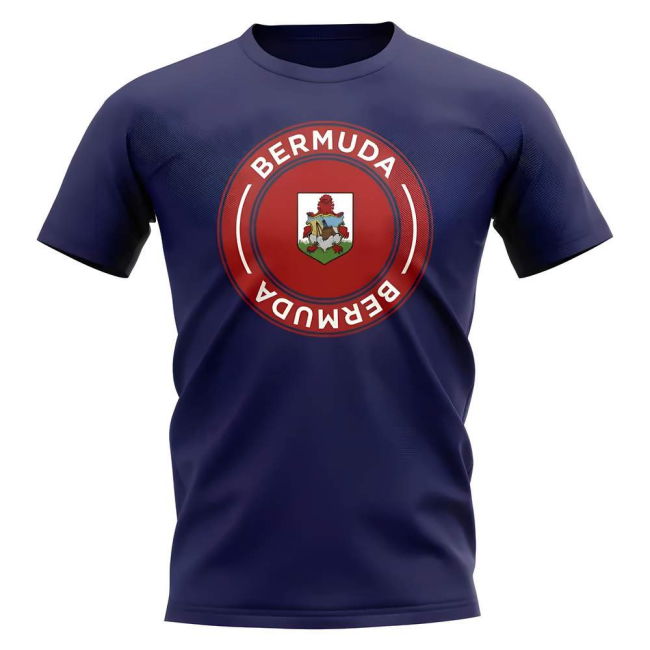 Exclusive-Design Climate-Control Bermuda Football Badge T-Shirt (Navy)