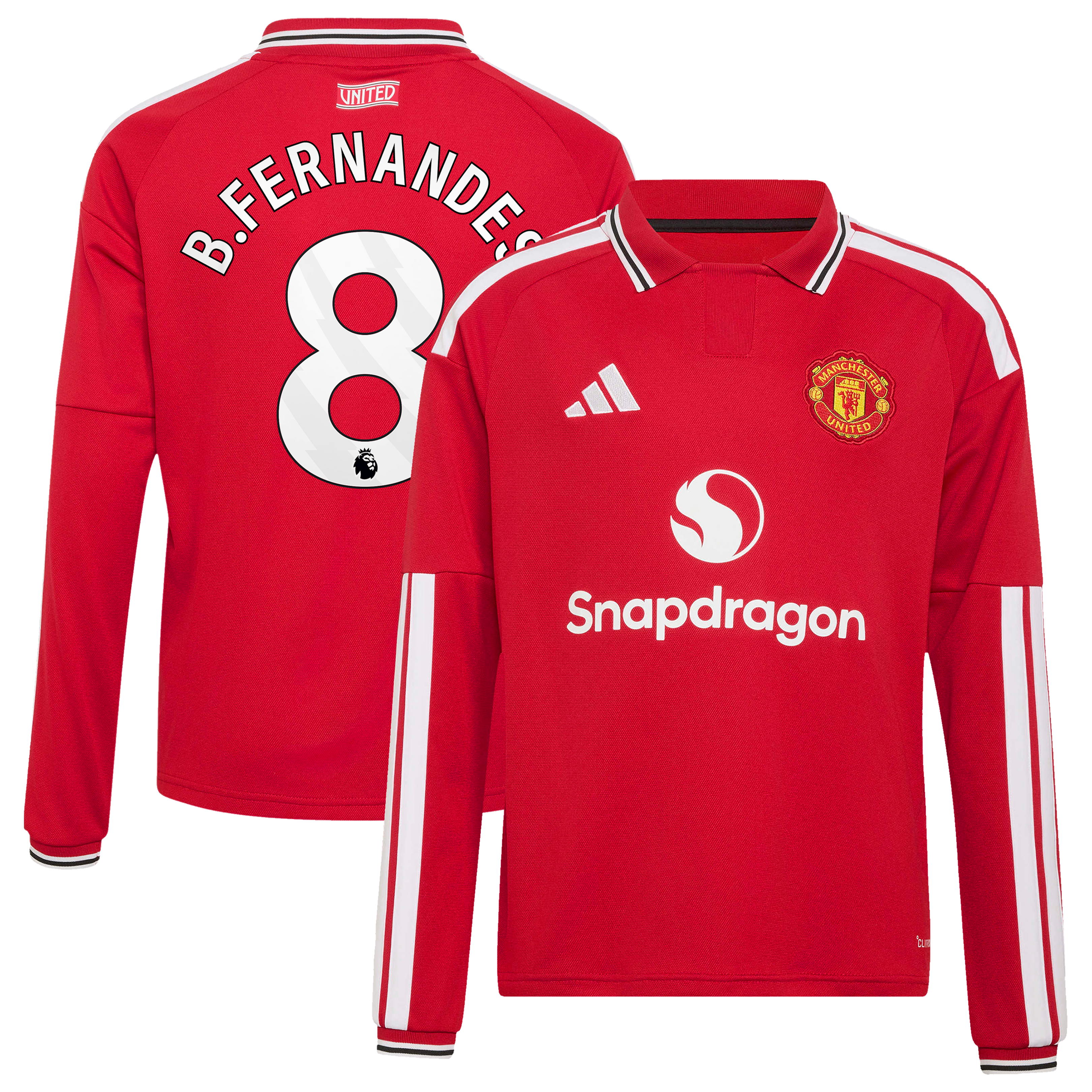 [SJH] Bruno Fernandes Manchester United Youth 2026/27 Home Replica Long Sleeve Jersey - Red
