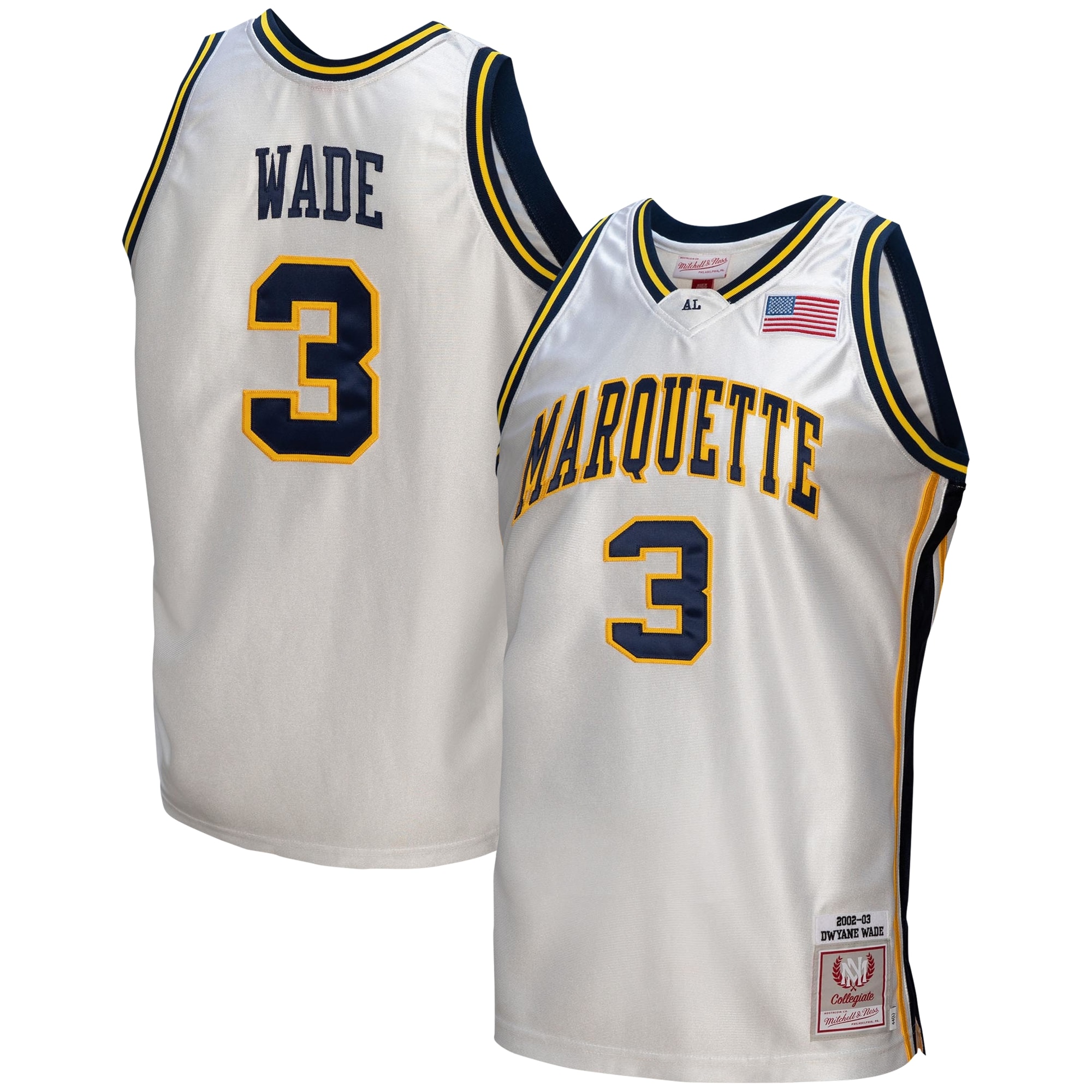 [NJP] Women's Dwyane Wade Marquette Golden Eagles College Vault 2002/03 Authentic Jersey - White