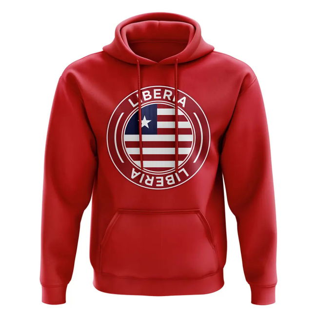 Fan-Favorite Liberia Football Badge Hoodie (Red) Match-Ready