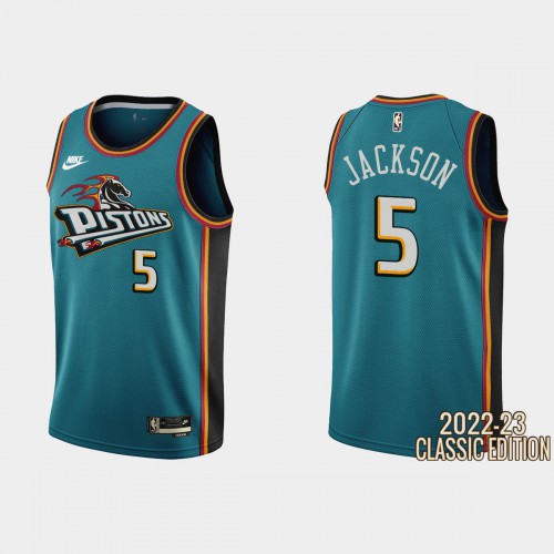 Detroit Detroit Pistons #5 Frank Jackson Teal Mens Nike NBA 2022-23 Classic Edition Jersey Mens