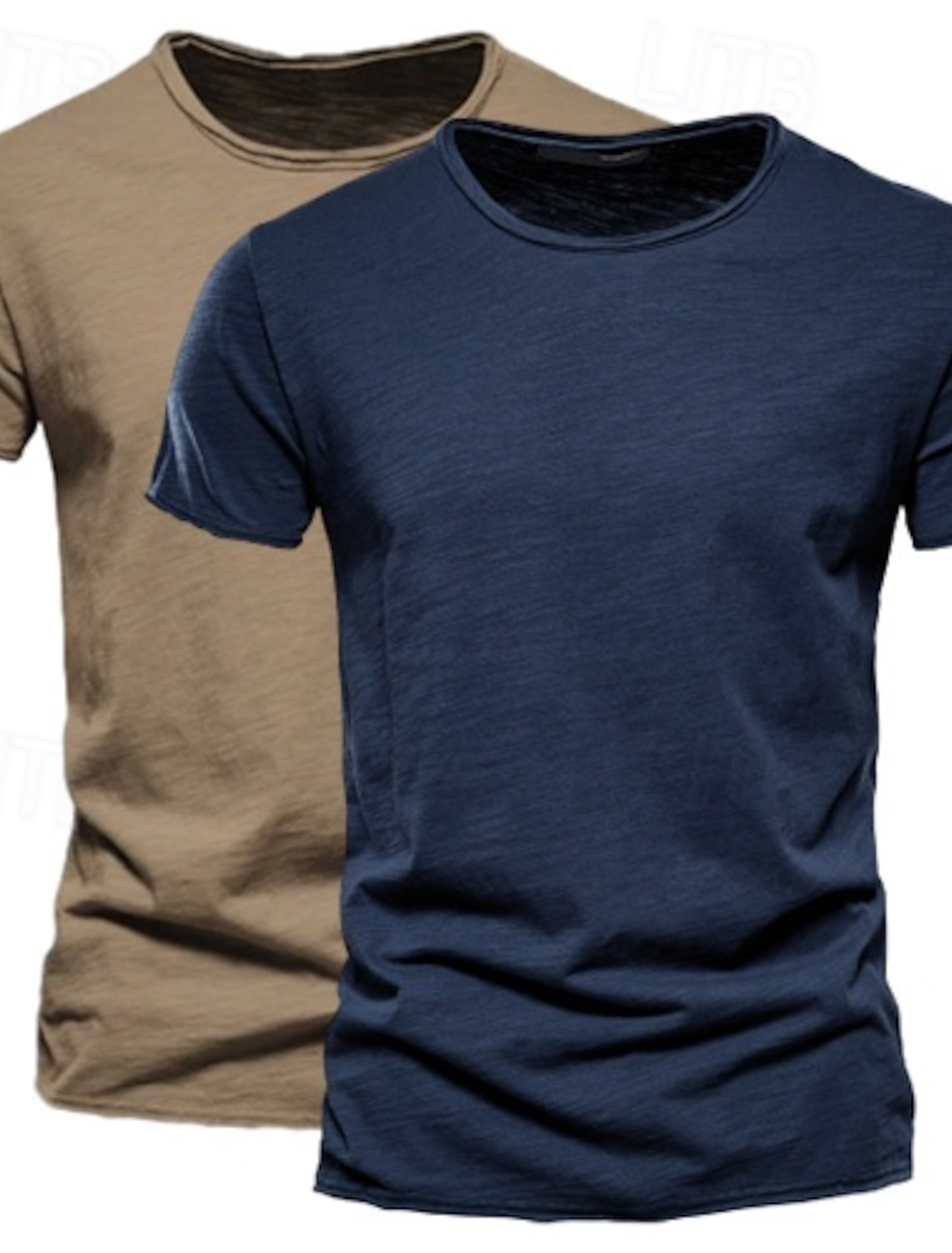 2 Pack Cotton Men's T Shirt Tee Top Short Sleeve Short Sleeves Crew Neck Round Neck Summer Plain Fashion Designer Basic Classic Style Basic Vacation Street Casual Orange Blue Army Green Black Tee