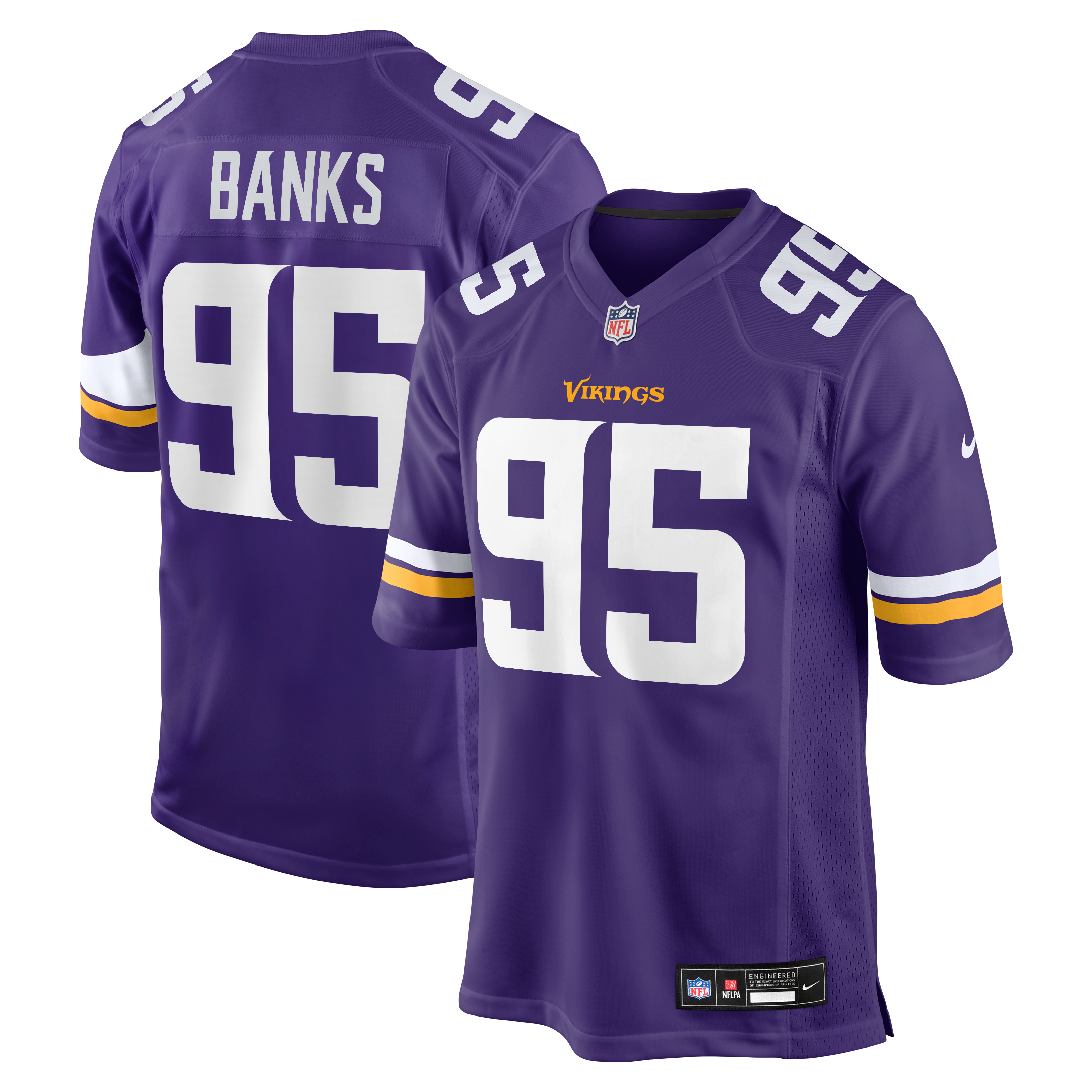 [LK] Caleb Banks Minnesota Vikings 2026 NFL Draft First Round Pick No. 18 Team Game Jersey - Purple