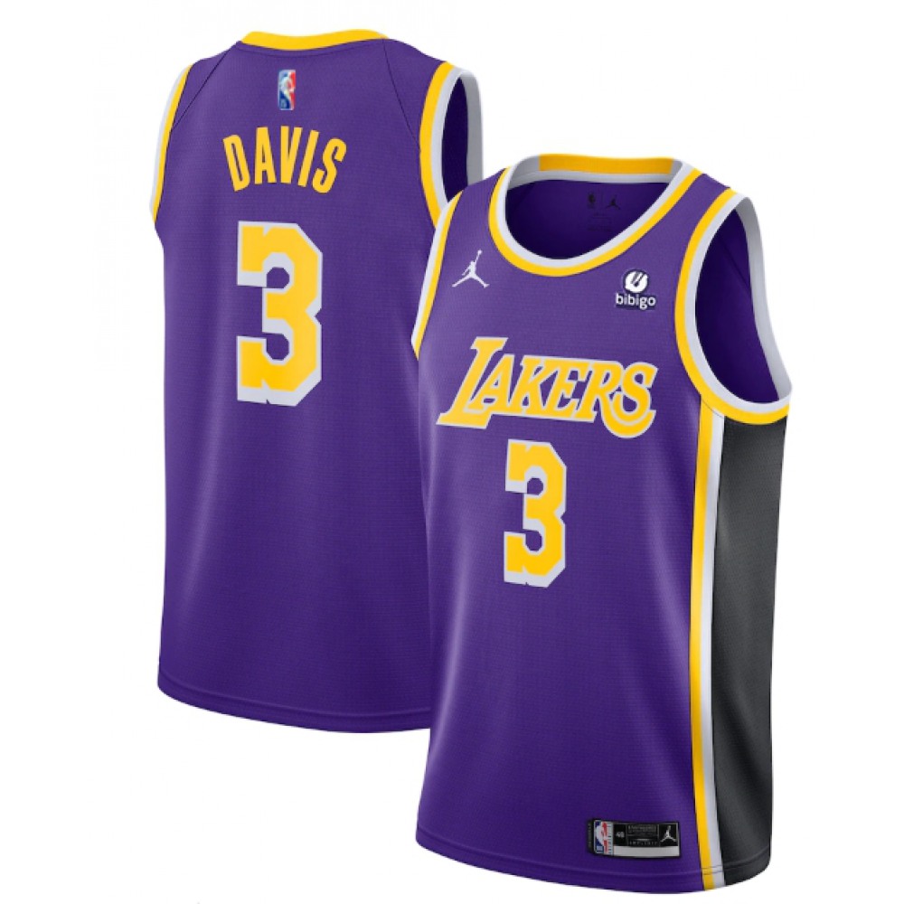 Men's Los Angeles Lakers #3 Anthony Davis Purple 75th Anniversary Stitched Jersey