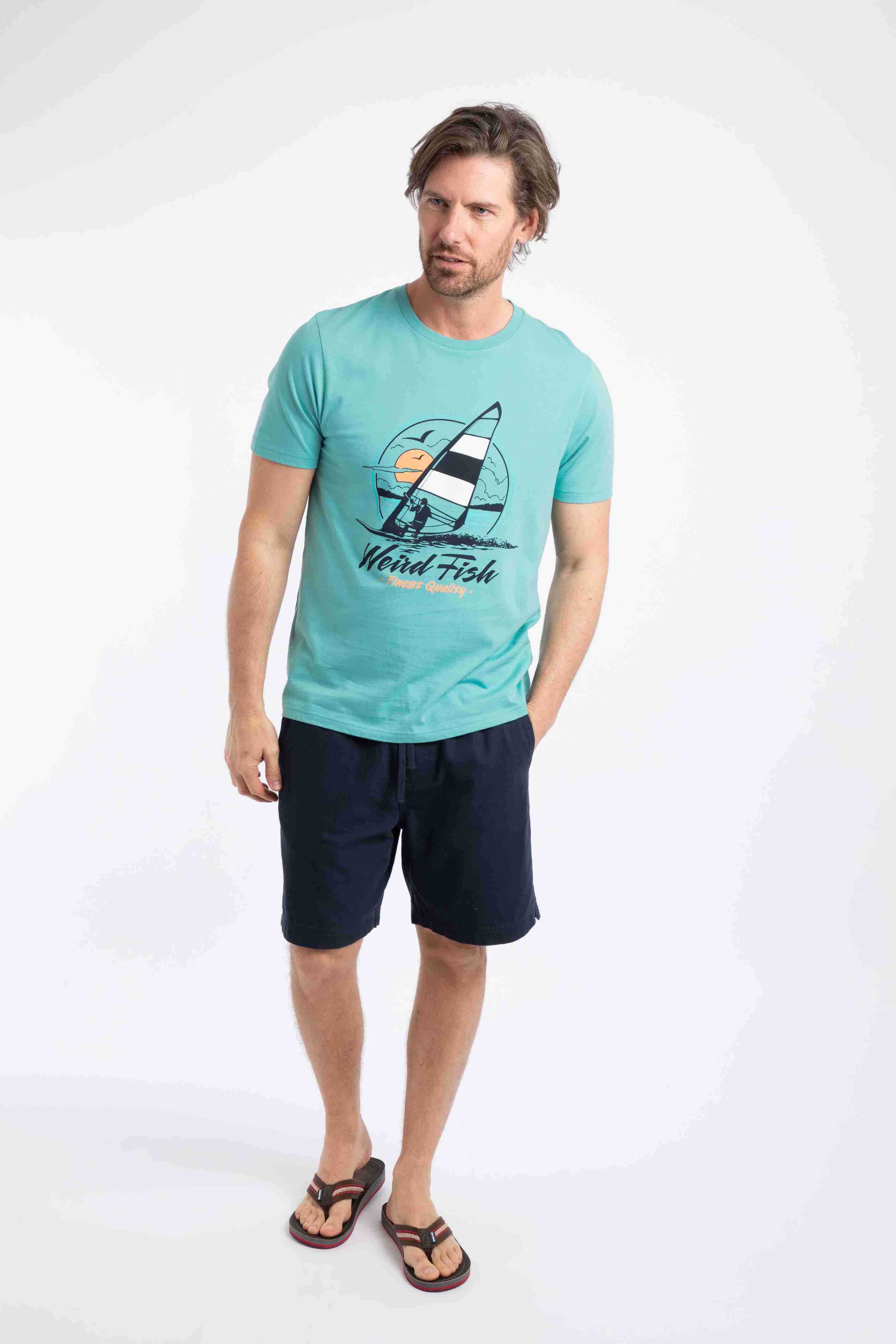 Cross Shore Front Print Graphic T-Shirt Aqua blue