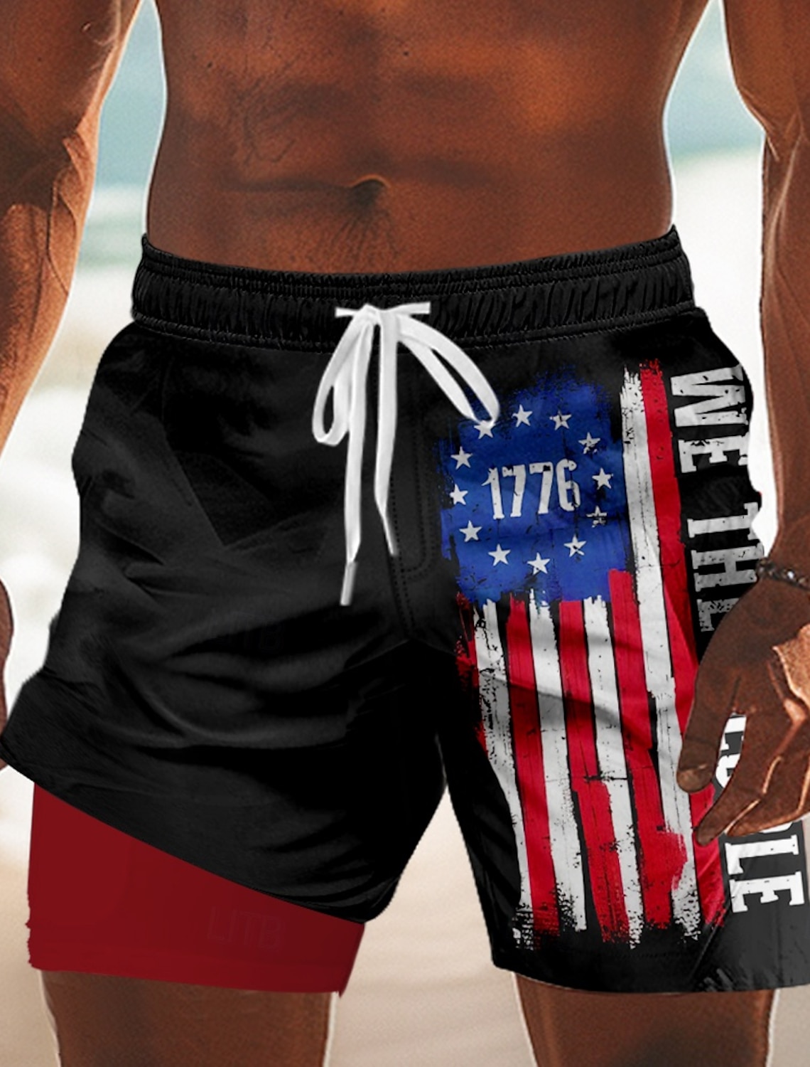 Independence Day Men's 4th of July U.S. 250th Anniversary US Flag Patriotic Lined Shorts 2 in 1 Board Shorts Swim Shorts Mid Waist Holiday Side Pockets With Compression Liner Elastic Drawstring Waist