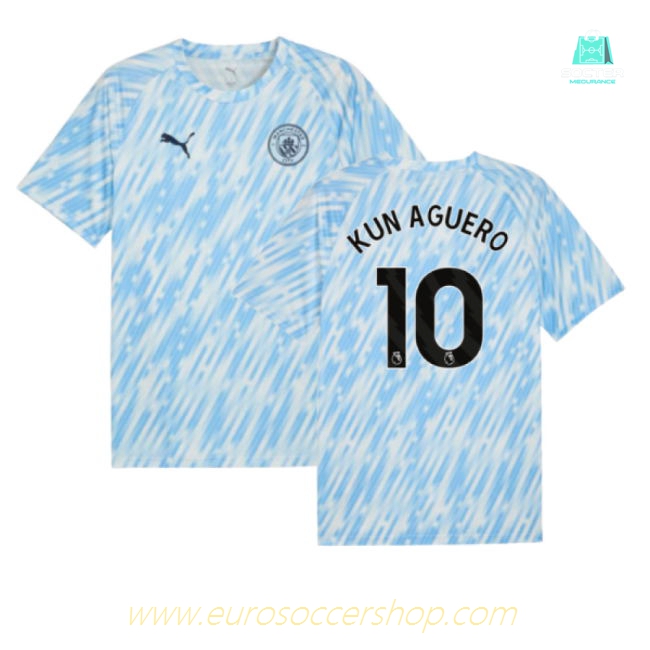 2025-2026 Man City Warm Up Jersey (Silver Sky) (Kun Aguero 10)