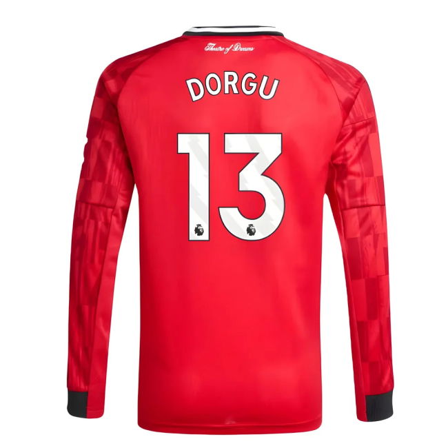 2025-20 Man Utd Authentic Home Soccer Jersey Dorgu 13 L M S Kids