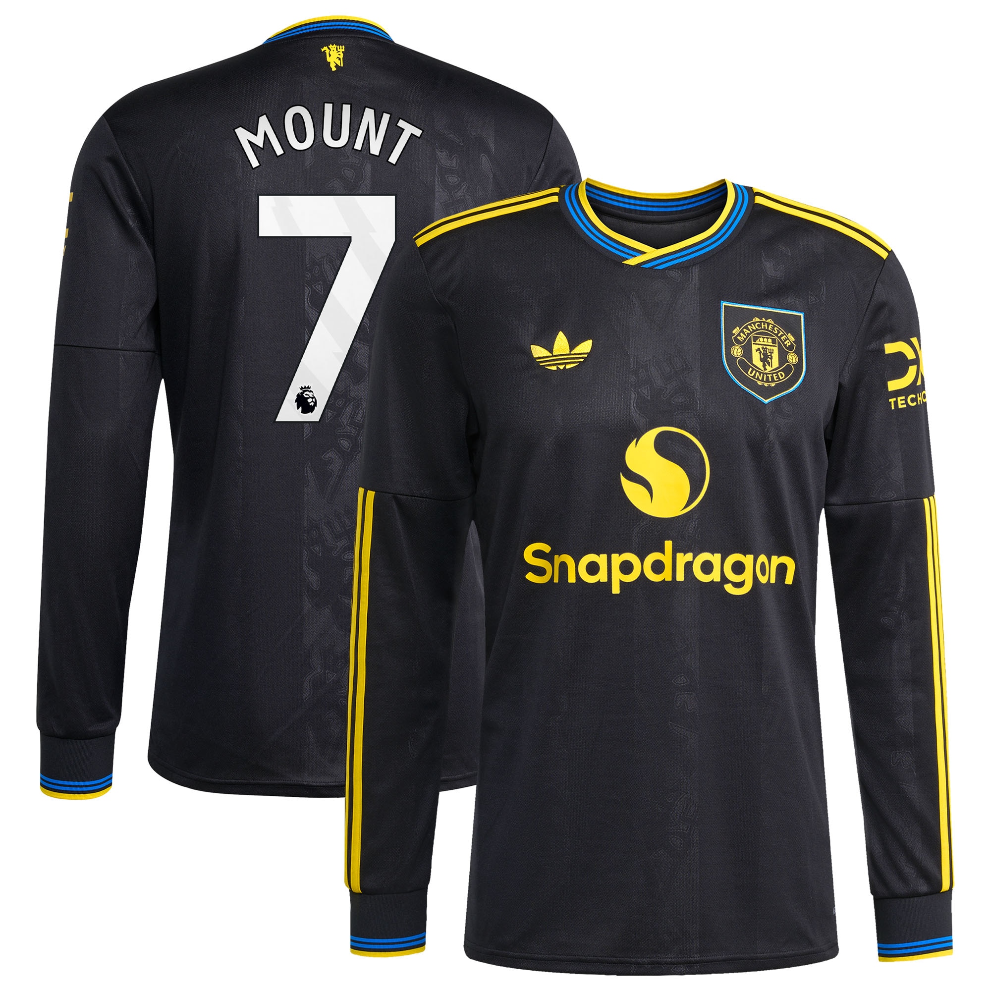 [SJH] Youth Mason Mount Manchester United 2025/26 Third Replica Long Sleeve Player Jersey - Black