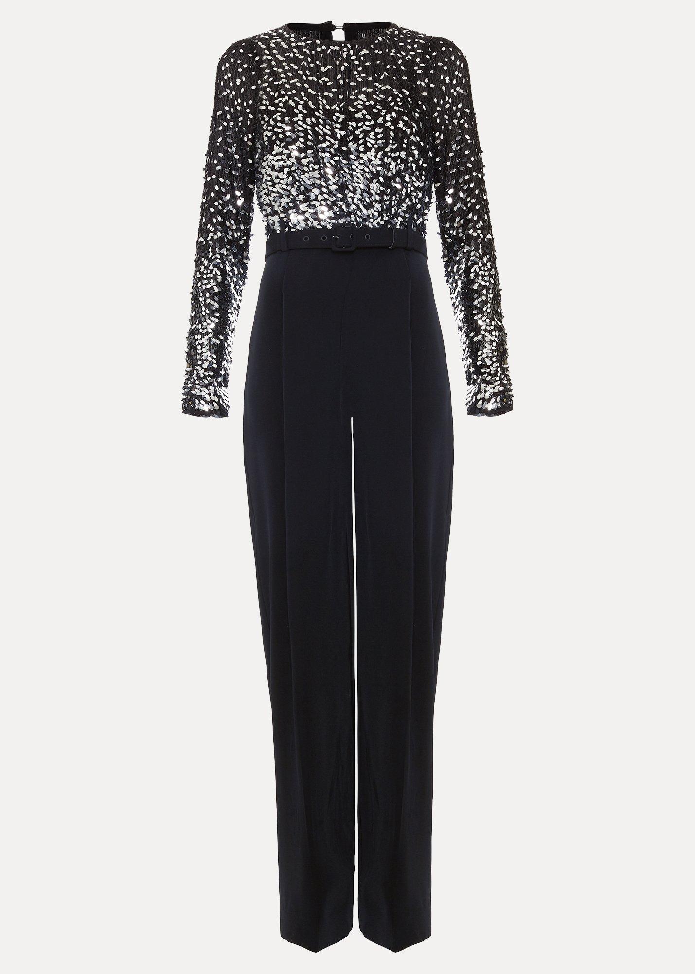 Shio Black Sequin Top Wide Leg Jumpsuit