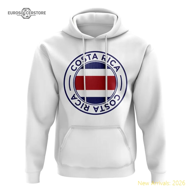 Costa Rica Football Badge Hoodie (white) - Reasonable Price