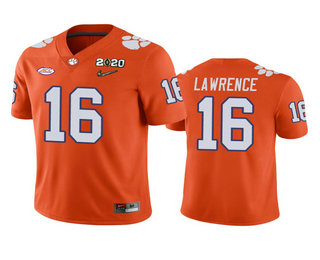Men's Clemson CLE Orange 2020 alternate jersey Trevor Lawrence #16